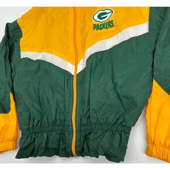 VTG 90s Kids NFL Green Bay Packers Football Nylon Windbreaker Jacket Youth 10-12 - Picture 4 of 8